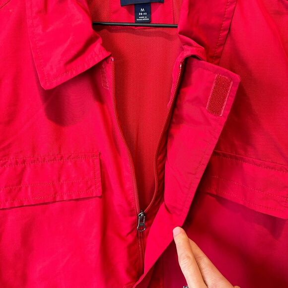 Land's End Mens Red Zip Lightweight Windbreaker Jacket Sz 38-40 M Removable hood - Picture 5 of 6